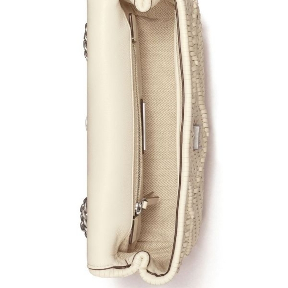Tory Burch Kira Diamond woven small convertible shoulder bag ivory color - Picture 3 of 16